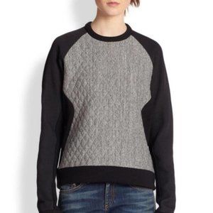 rag & bone flight quilted raglan sweatshirt grey black sweater size XS